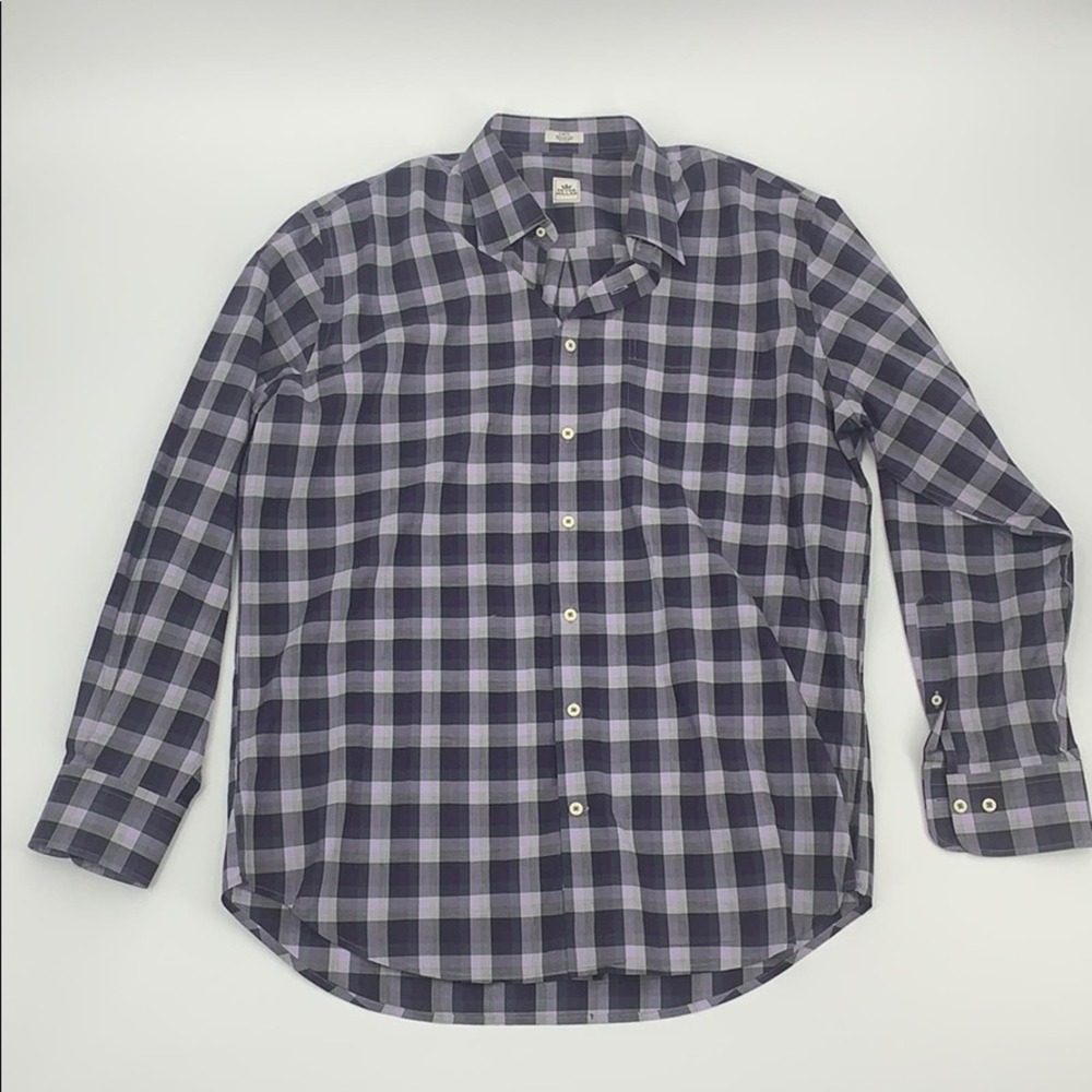 Peter Millar Large Checker Print Button Down Purp… - image 3